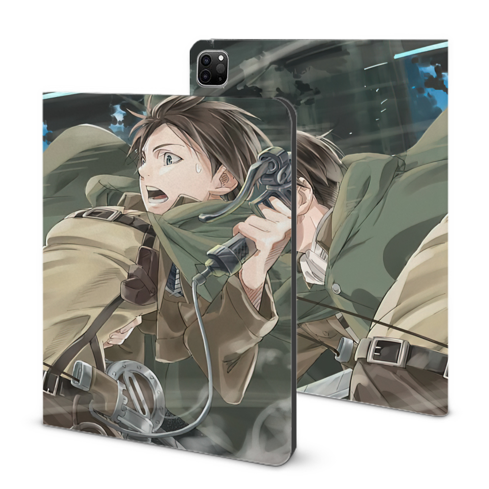 （画像用） 進撃の巨人 Attack on Titan IPad ケース ブック型 PUレザー TPU 耐衝撃 軽量 薄型 ペン収納なし 全面保護 IPad 各モデル対応